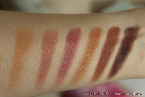 Matte shades: applied to my bare skin with fingers