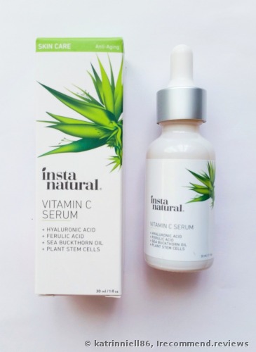 InstaNatural Vitamin C Serum with Hyaluronic Acid, Ferulic Acid, Sea Buckthorn Oil and Plant Stem Cells