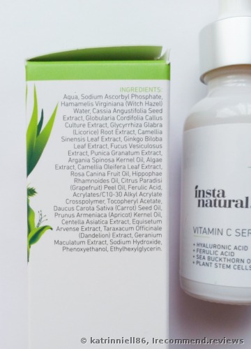 InstaNatural Vitamin C Serum with Hyaluronic Acid, Ferulic Acid, Sea Buckthorn Oil and Plant Stem Cells