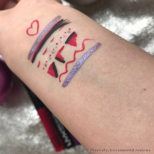 Swatches + VIVID FIRE and GLUM PURPLE Eyeliner AQUA Lux by NYX