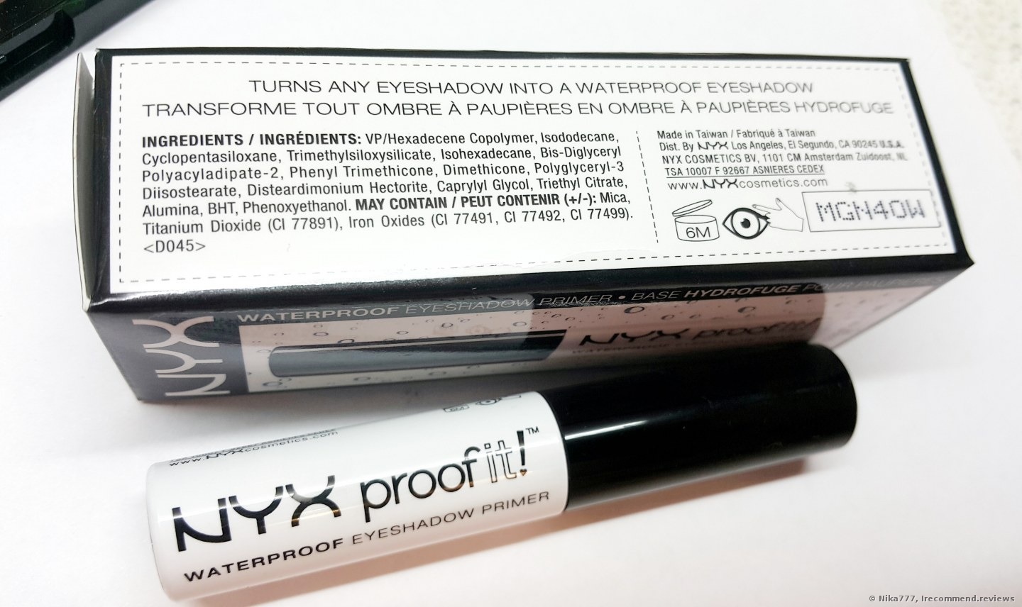 Waterproof eyeshadow primer