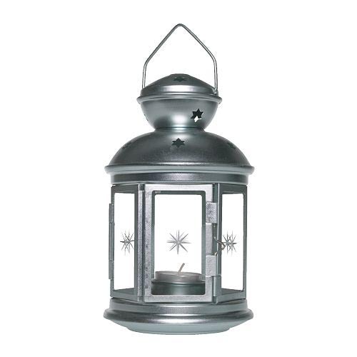 Black Ikea ROTERA 21cm Lantern for tealight,Suitable for both indoor and outdoor use.